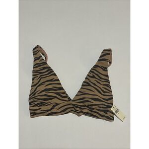 Aerie Triangle Tie Tiger Stripe Bikini Swim Top Black Tan Women's Small NWT